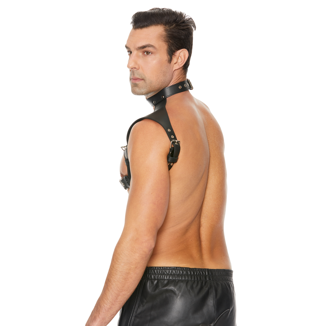 Herren-Harness mit Halsband – Cool, verstellbar & Leder-Design