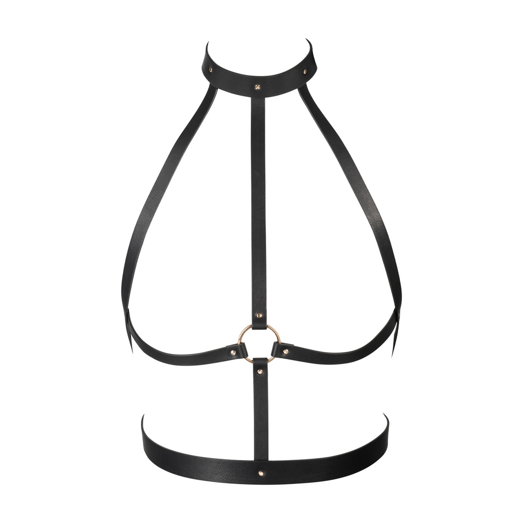 H Harness Vegan Leather Corset – Cool & Adjustable in Black