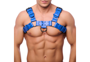Bulldog Leather Harness Blue L/XL – Stylish & Durable