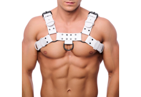 Bulldog Leather Harness White S/M - Sturdy & Stylish Dog Gear