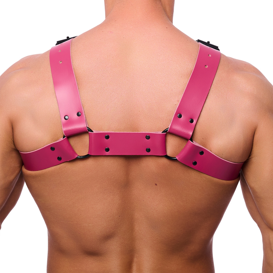 Bulldog Leather Harness - S/M - Pink