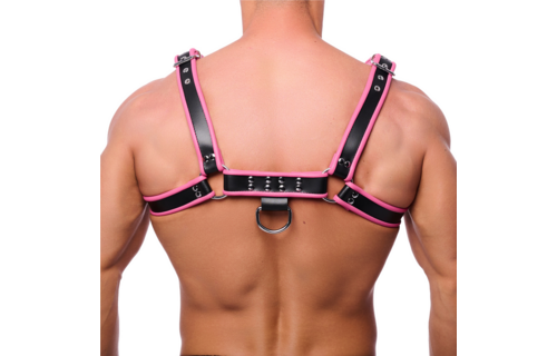 Premium Leather Harness - L/XL - Black/Pink