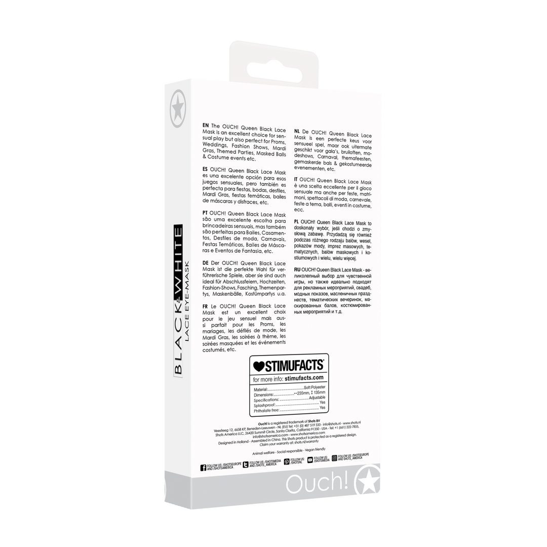 Queen Lace Mask Black - Elegant & Comfortable | Ouch!