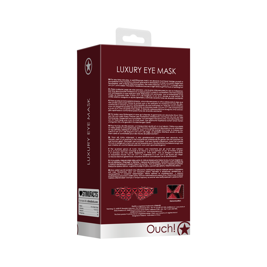 Faux Leather Eye Mask Red | Stylish & Comfortable Kinky