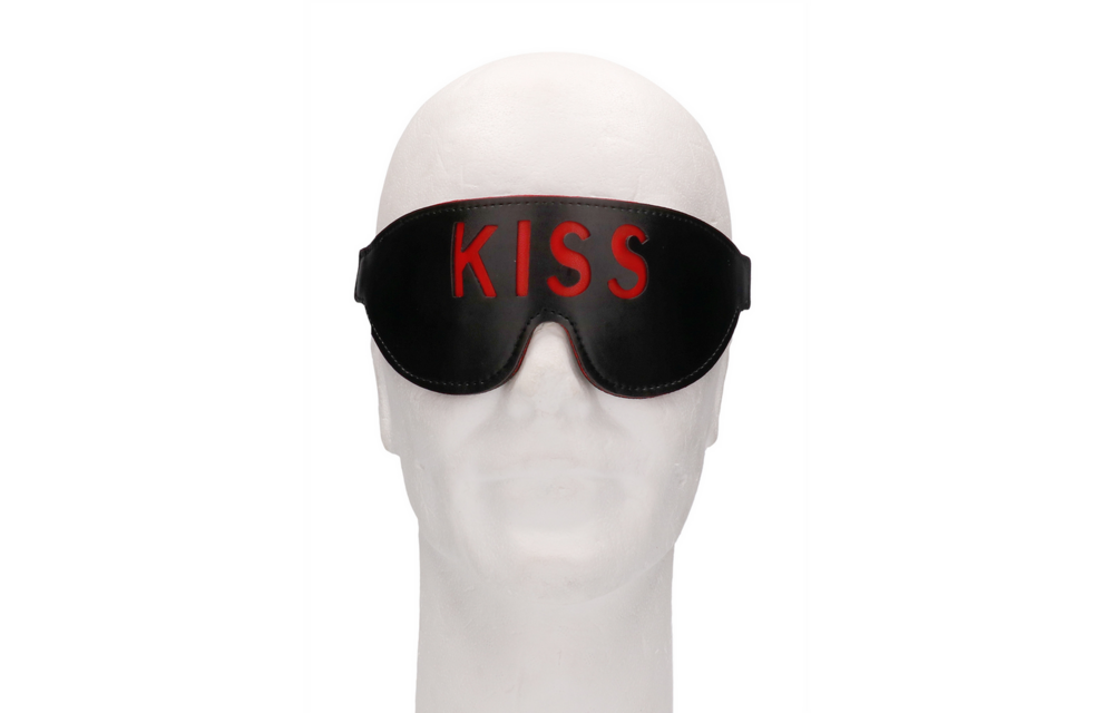 Augenbinde Kiss Schwarz Leder-Augenmaske für mehr Spannung