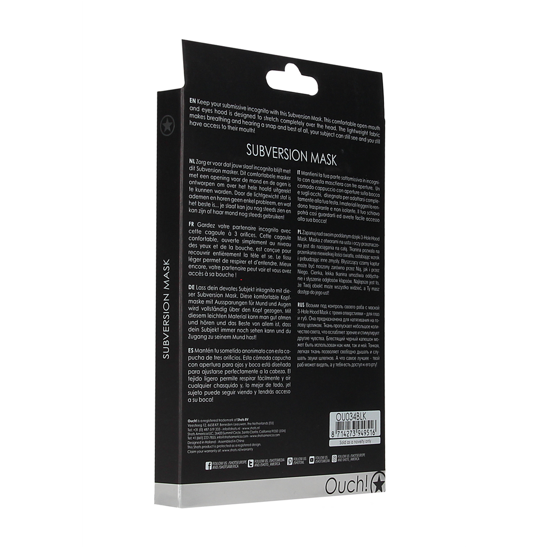 Subversion Mask Black | Comfortable, Breathable & Inconspicuous