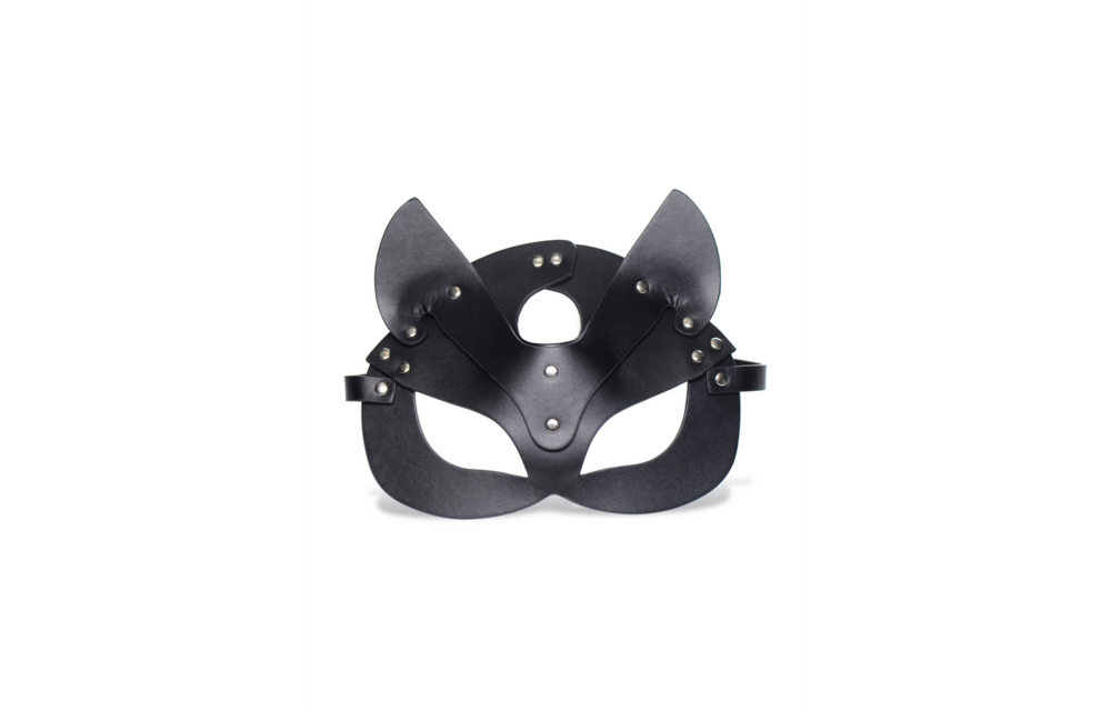 Naughty Kitty Katzenmaske – Verspielt & Verführerisch Schwarzes PU-Leder