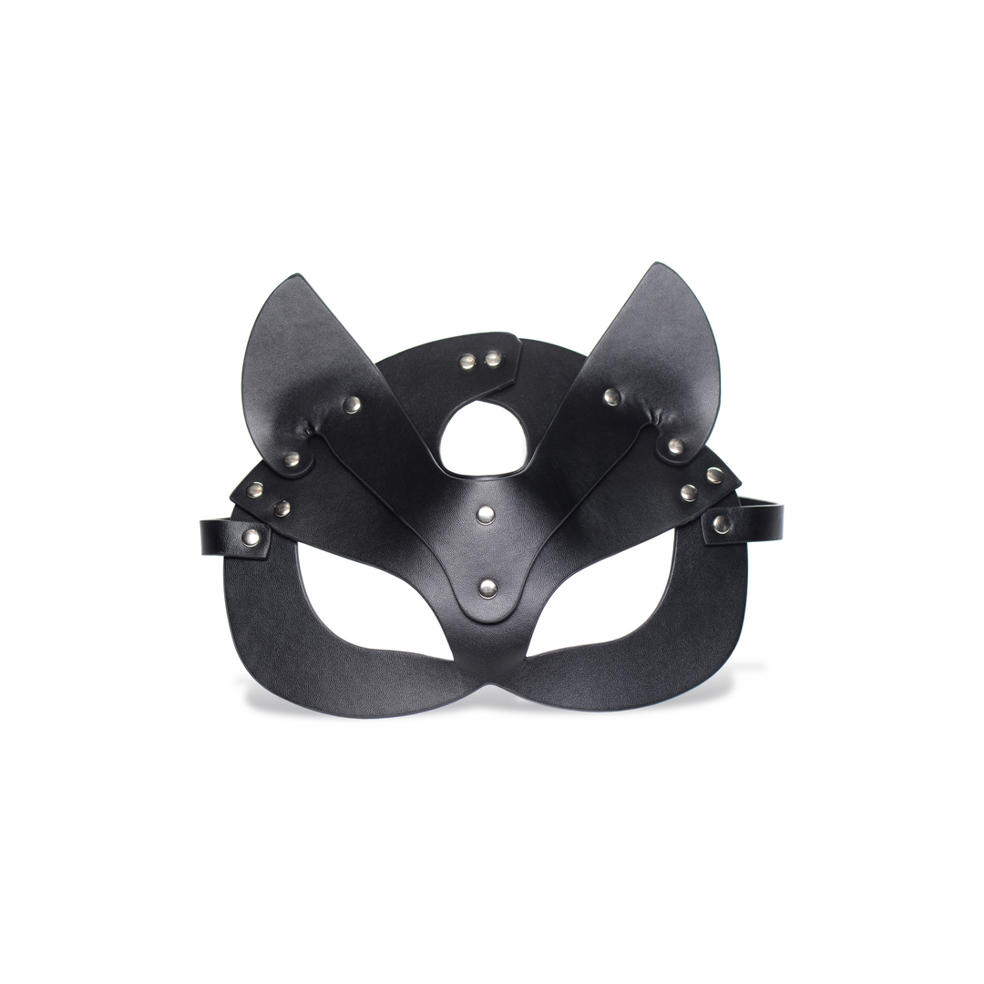 Naughty Kitty Cat Mask - Playful & Seductive Black PU Leather
