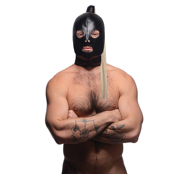 Bondage Mask With Blonde Ponytail - Mysterious Style