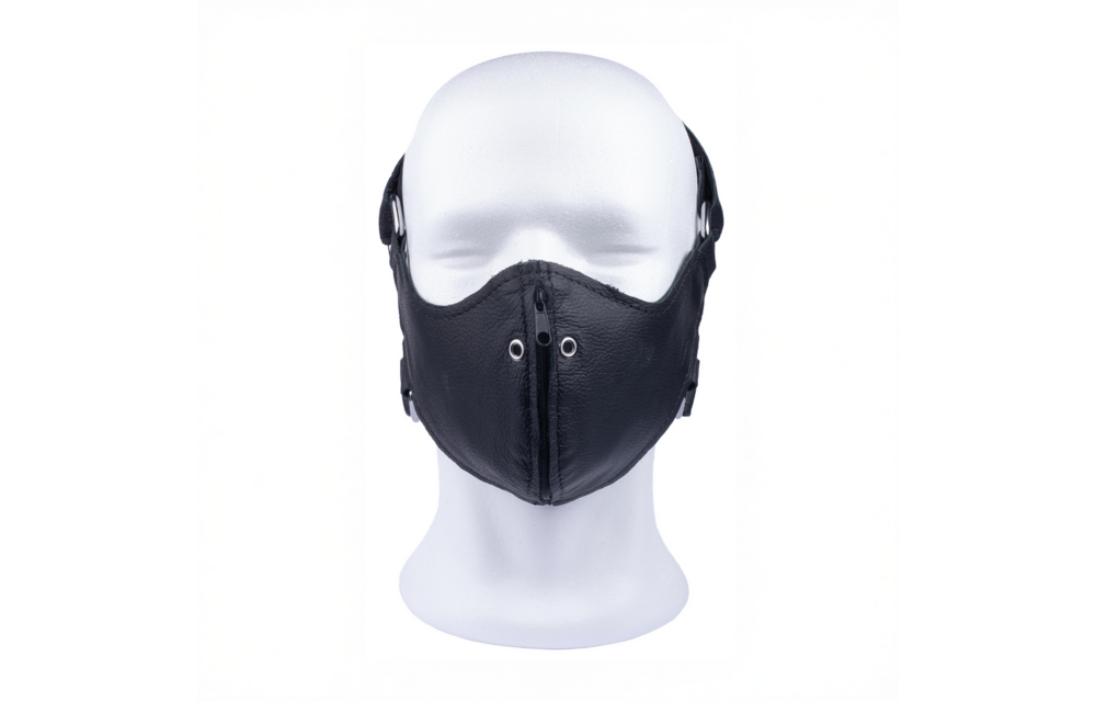 Leren Masker met Rits - Zwart