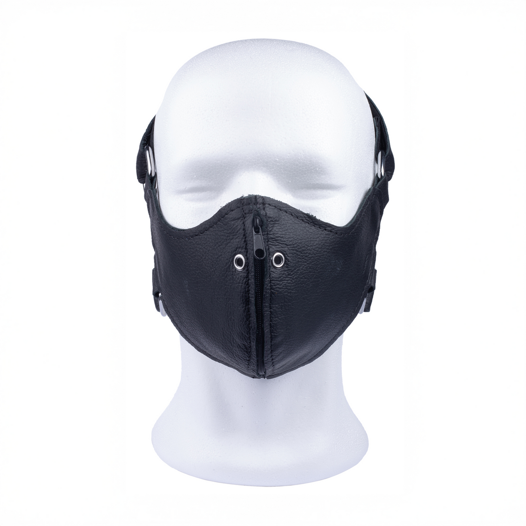 Leren Masker met Rits - Zwart