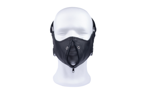 Leren Masker met Rits - Zwart