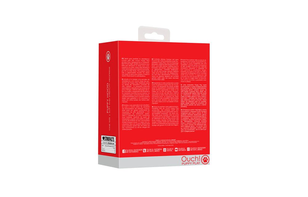 Neopreen Puppy Masker Rood - Comfort & Controle Ouch!