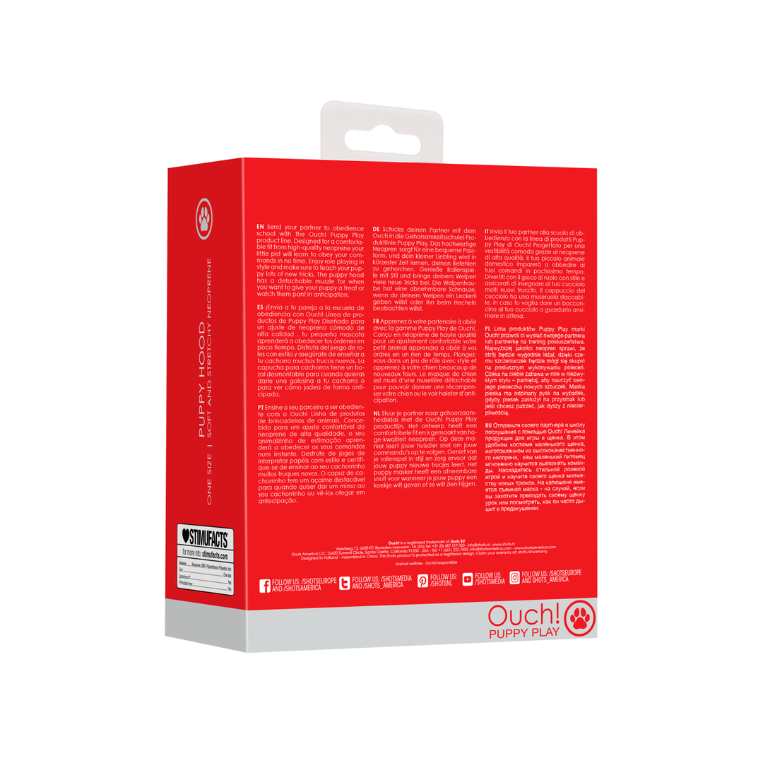 Neopreen Puppy Masker Rood - Comfort & Controle Ouch!