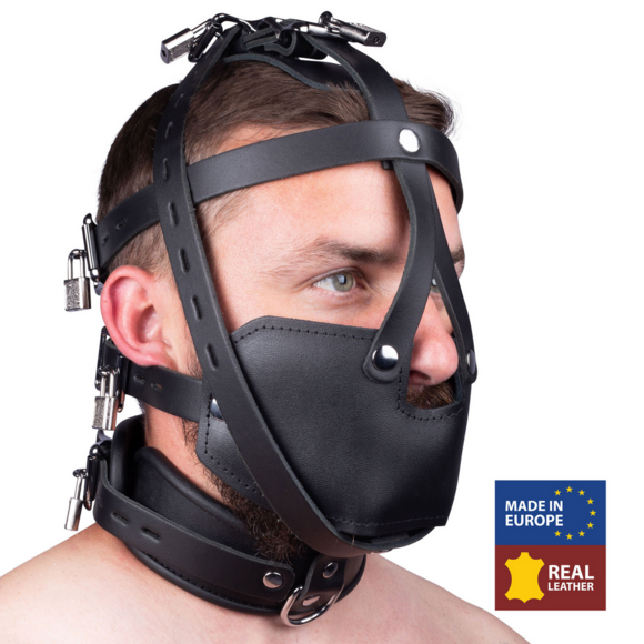 Stijlvol Zwart Leren Masker | Stevig & Europees Ambacht