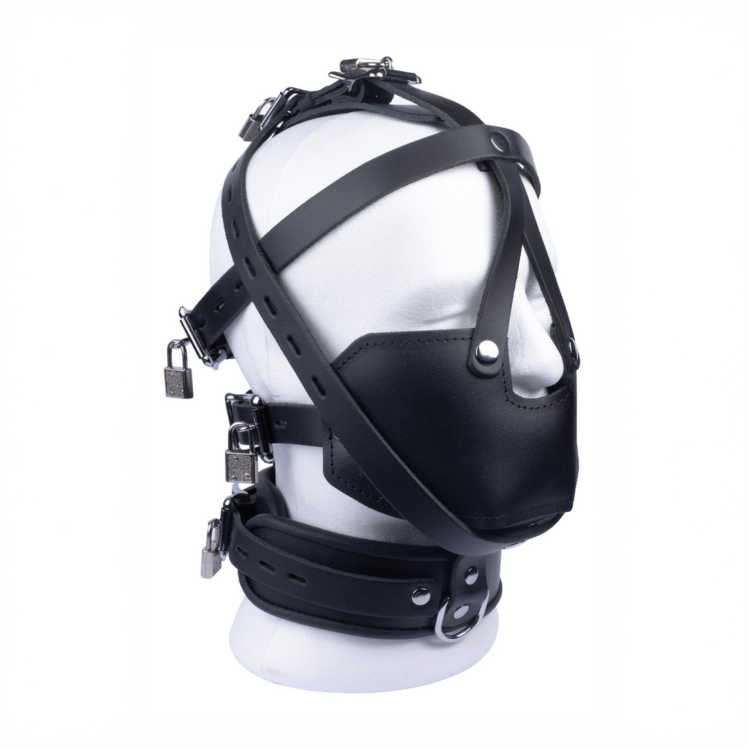 Stijlvol Zwart Leren Masker | Stevig & Europees Ambacht