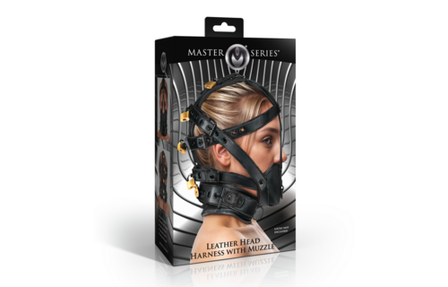 Leather Head Harness with Muzzle Black – Stylish & Comfortable