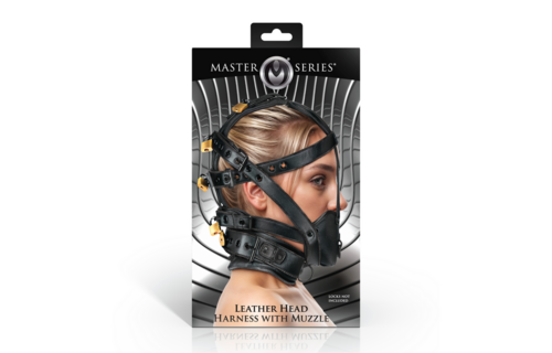Leather Head Harness with Muzzle Black – Stylish & Comfortable