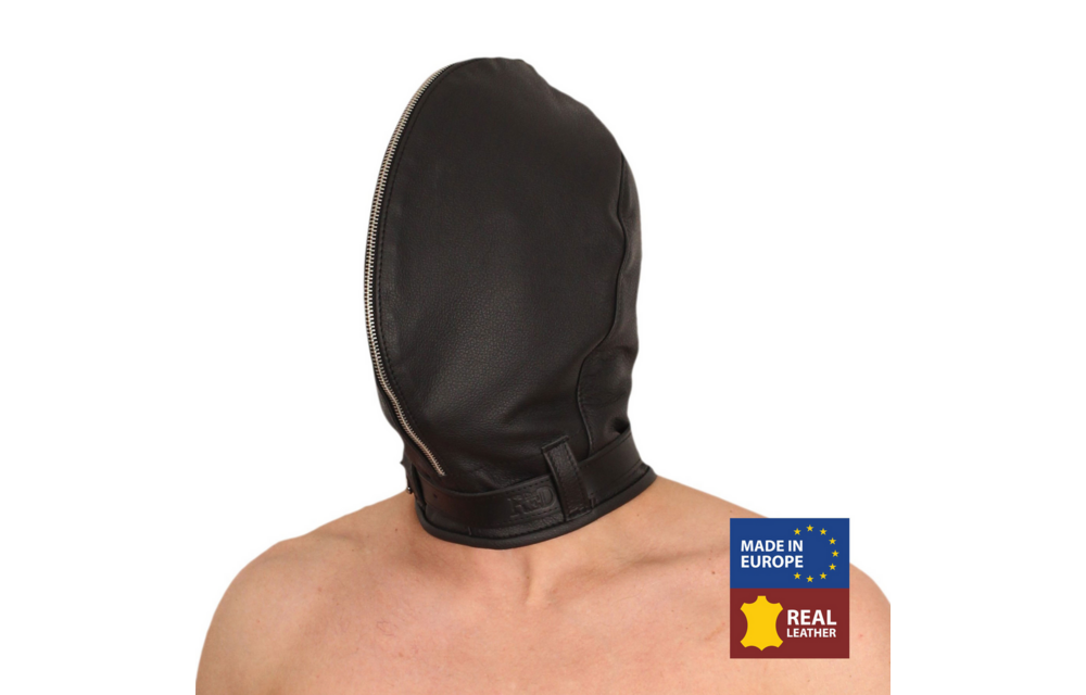 Sensoriale Leren Balaclava Zwart | Plantaardig Gelooid Leer