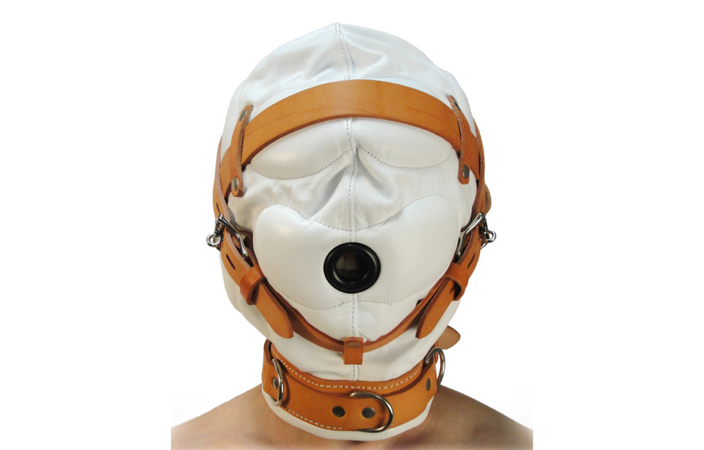 Total Sensory Deprivation Leather Hood M/L White – Xr Brands