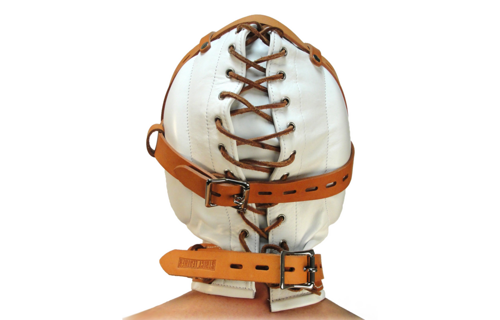 Totale sensorische Deprivation Lederkapuze M/L Weiß – Xr Brands