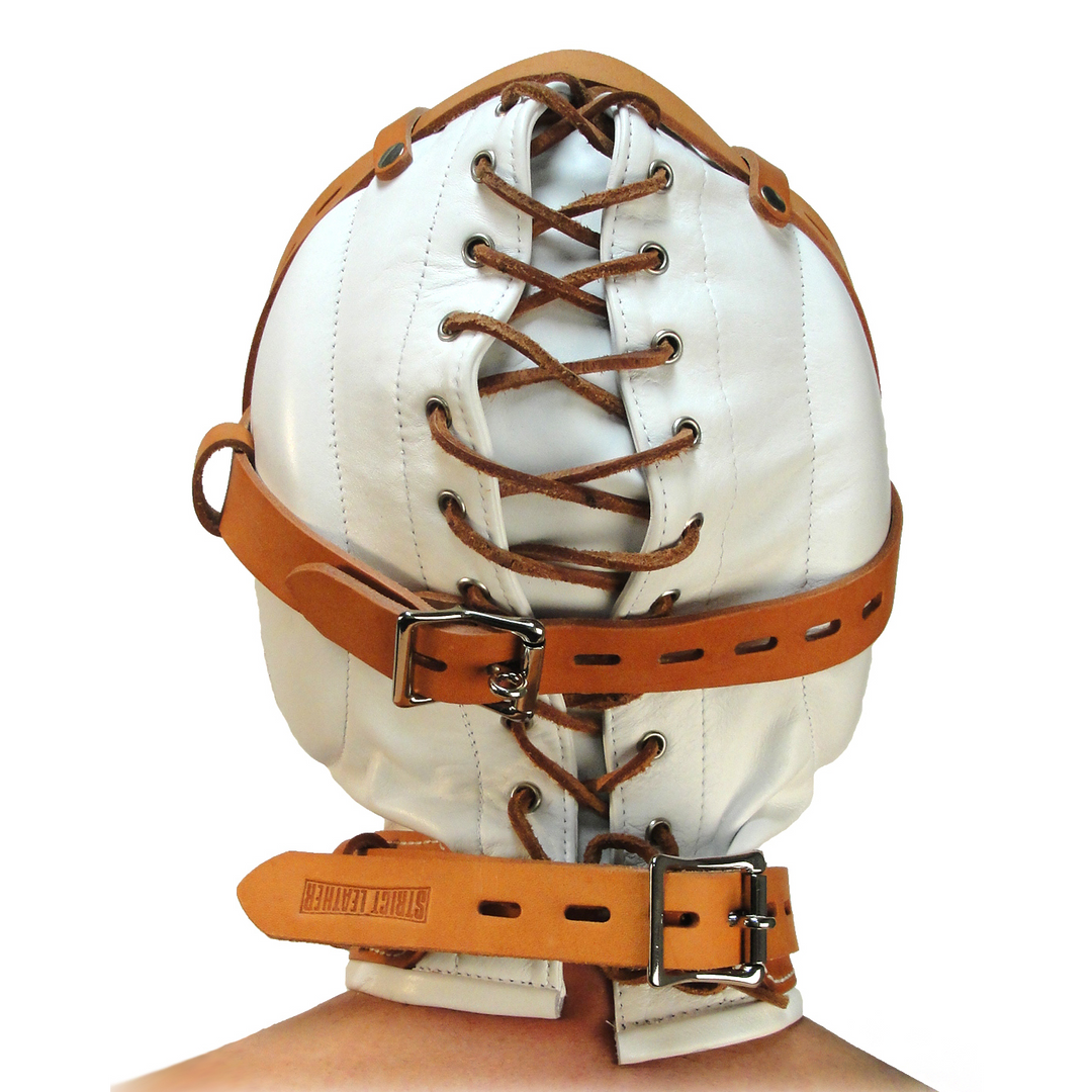 Totale sensorische Deprivation Lederkapuze M/L Weiß – Xr Brands
