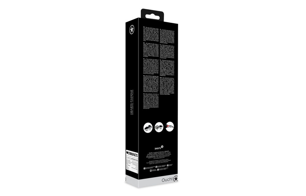 Hearts Paddle with Metal Anal Plug - Black