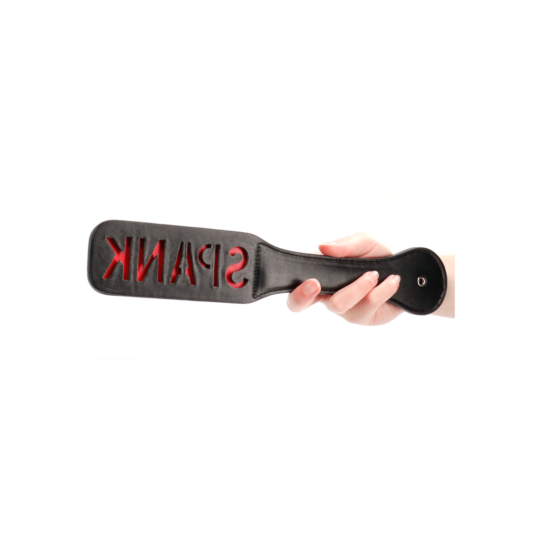 Paddle Spank Black Leather – Tough & Durable With Mirror Text