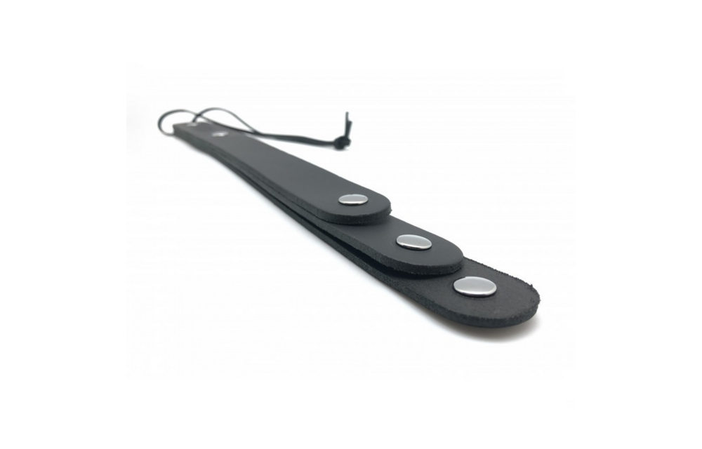 Lederpaddle mit 3 Riemen - 39,5 cm - Schwarz