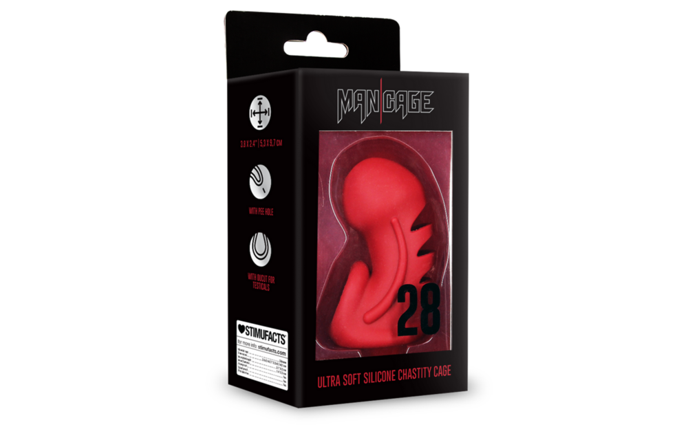 Model 28 - Ultra Soft Silicone Chastity Cage - Red