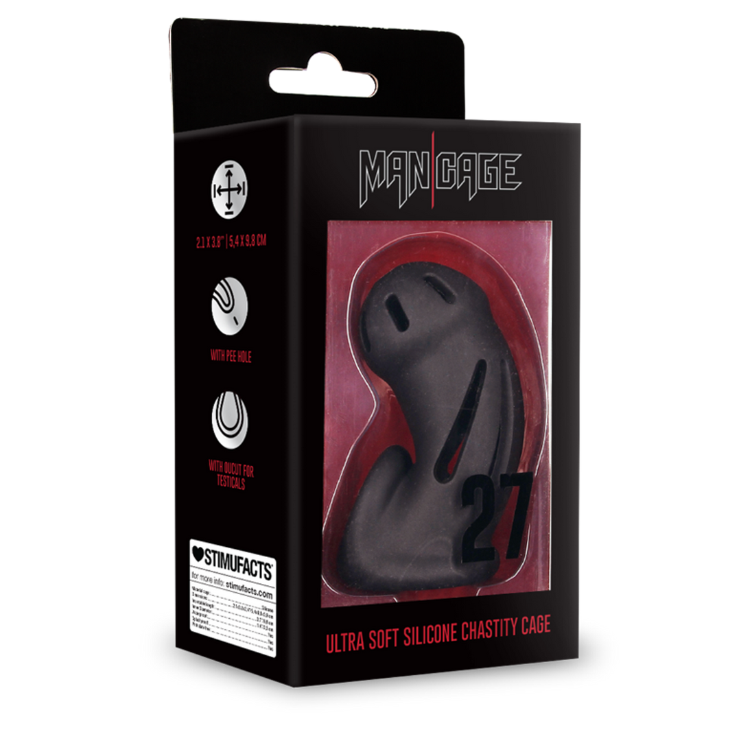 Model 27 Ultra Soft Black Silicone Chastity Cage