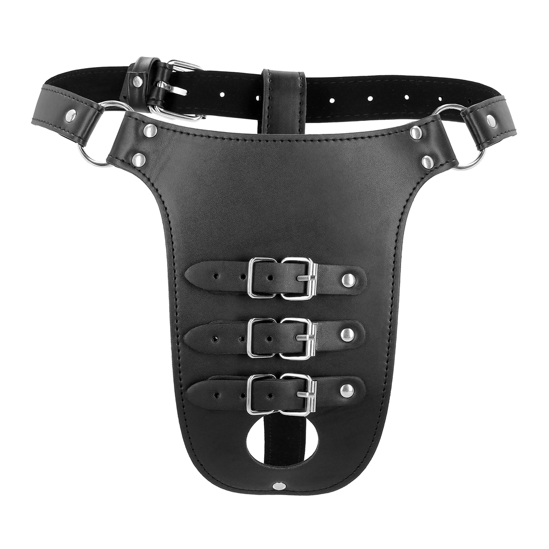 PU Leather Chastity Belt Black | Safe & Adjustable BDSM Gear