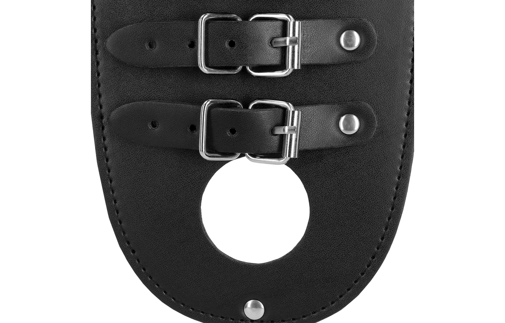 PU Leather Chastity Belt with Straps - Black