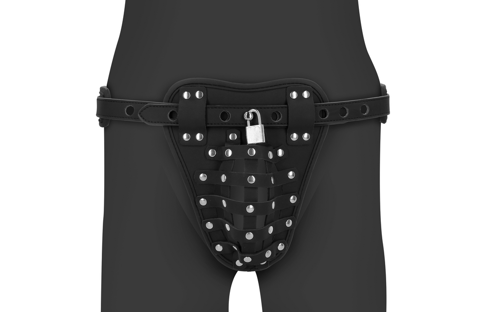 PU Leather Chastity Jock - Black