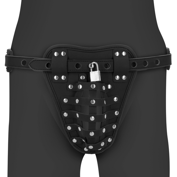Pu-Leder-Keuschheitsjock Schwarz – Luxuriöser & verstellbarer BDSM-Gürtel