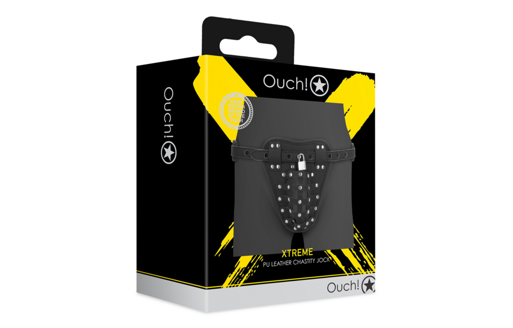 PU Leather Chastity Jock - Black