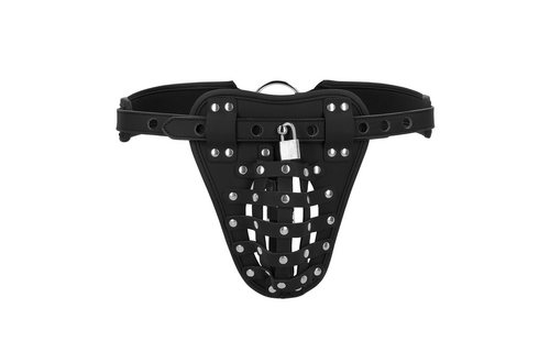 PU Leather Chastity Jock Black - Luxurious & Adjustable BDSM Belt