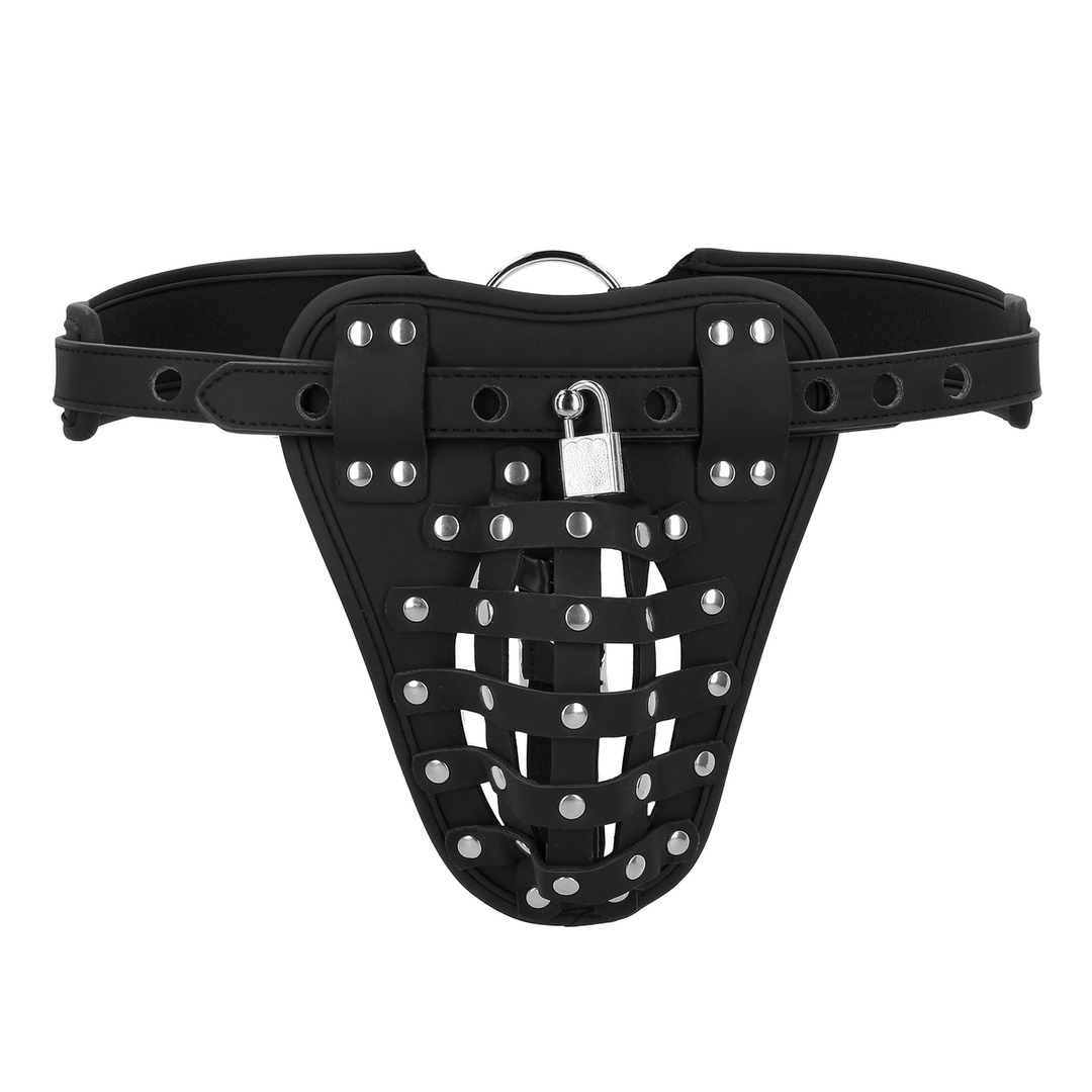 Pu-Leder-Keuschheitsjock Schwarz – Luxuriöser & verstellbarer BDSM-Gürtel