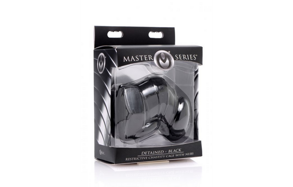 Black Restricted Chastity Cage with Studs