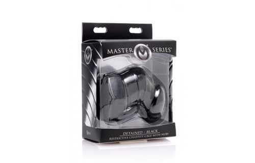 Black Restricted Chastity Cage with Studs