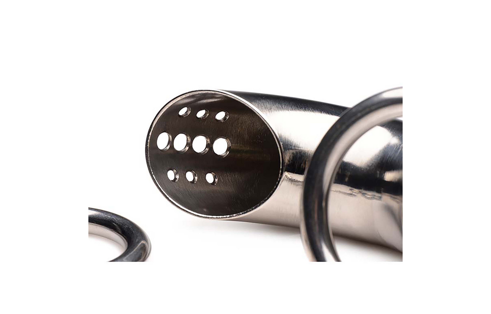 Lockable Stainless Steel Chastity Cage with 3 Rings