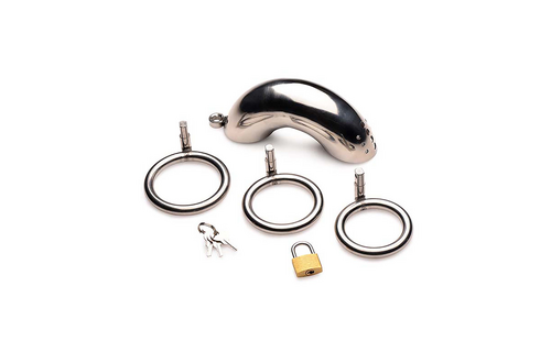 Vergrendelbare RVS Chastity Cage met 3 Ringen