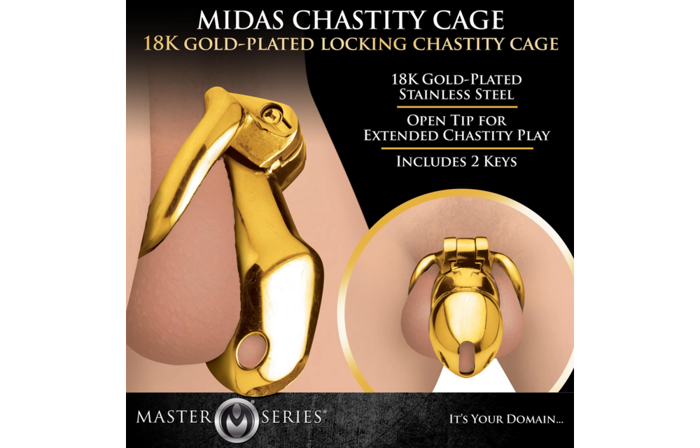 Midas Locking Chastity Cage - 18K Goud Geplateerd - Goud