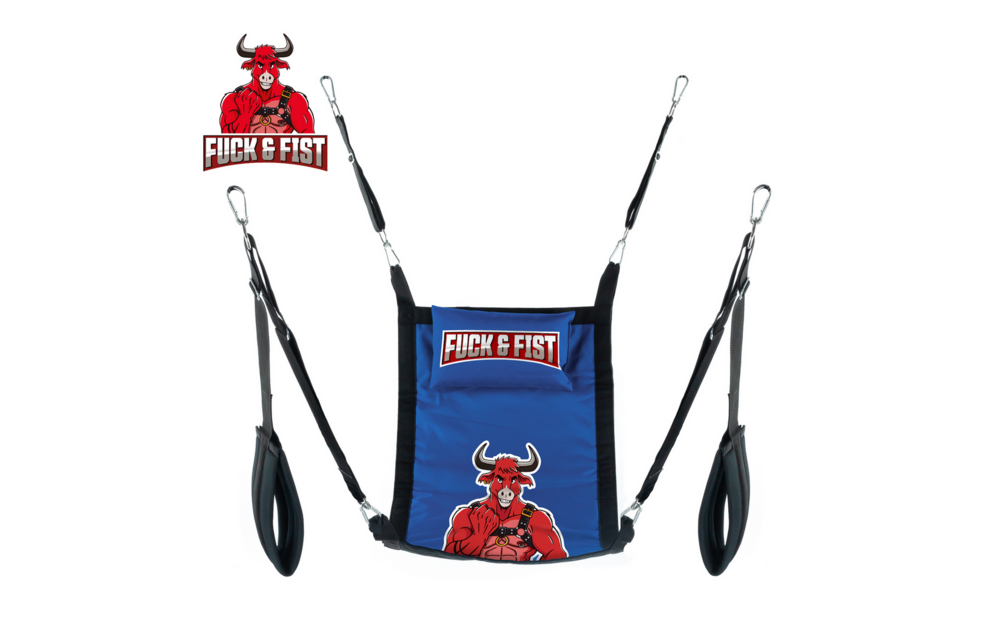 ✊Fuck & Fist Rechteckige Stoffschlinge – Komplettset – Blau/Schwarz