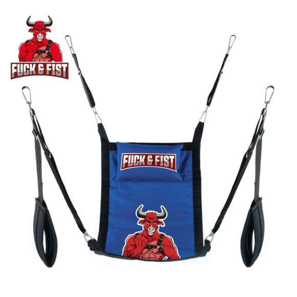 ✊Fuck & Fist Rectangular Fabric Sling - Complete Set - Blue/Black