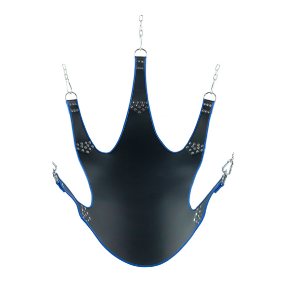 Leather baby sling with blue piping – stylish & durable