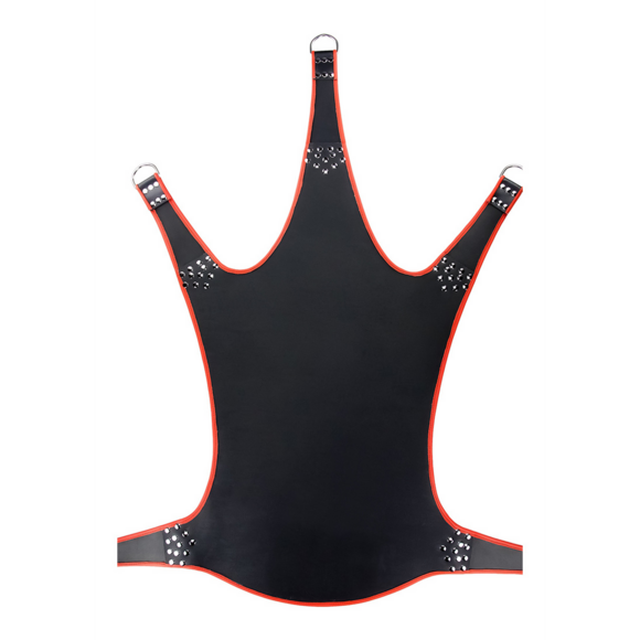 Ledertragetuch 5 Punkte Schwarz mit roter Paspel – stilvoll & nachhaltig