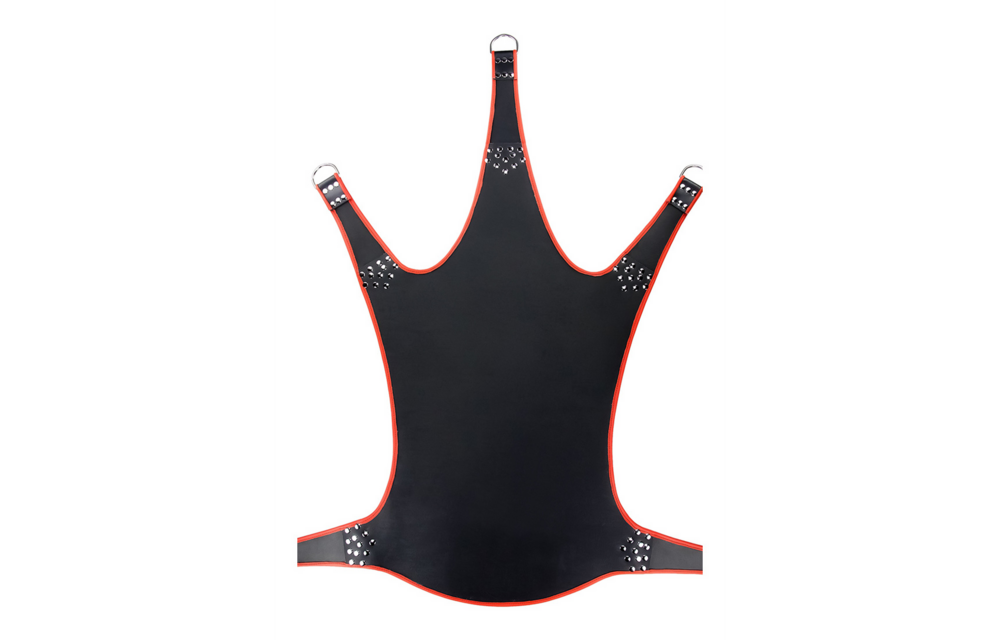 Ledertragetuch 5 Punkte Schwarz mit roter Paspel – stilvoll & nachhaltig