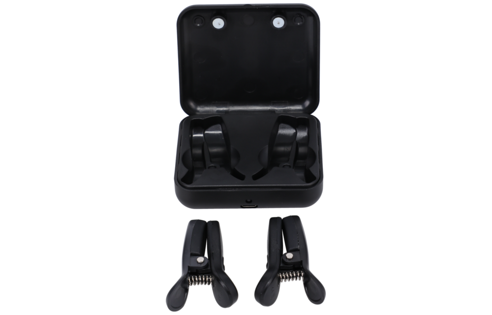 Vibro Grippers Black Vibrating Nipple Clamps with Case
