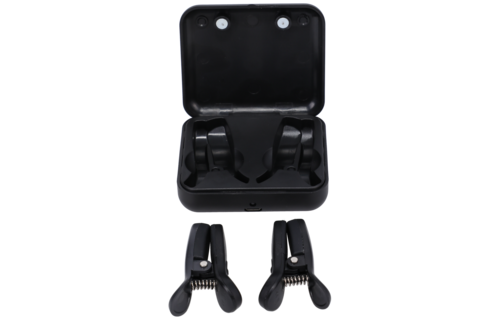 Vibro Grippers Black Vibrating Nipple Clamps with Case